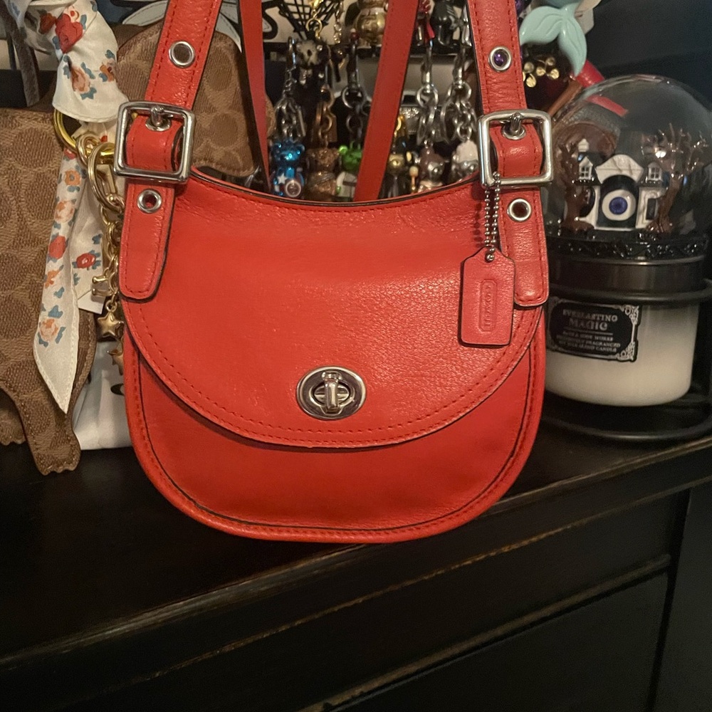 Coach Red Leather small saddle Shoulder Bag